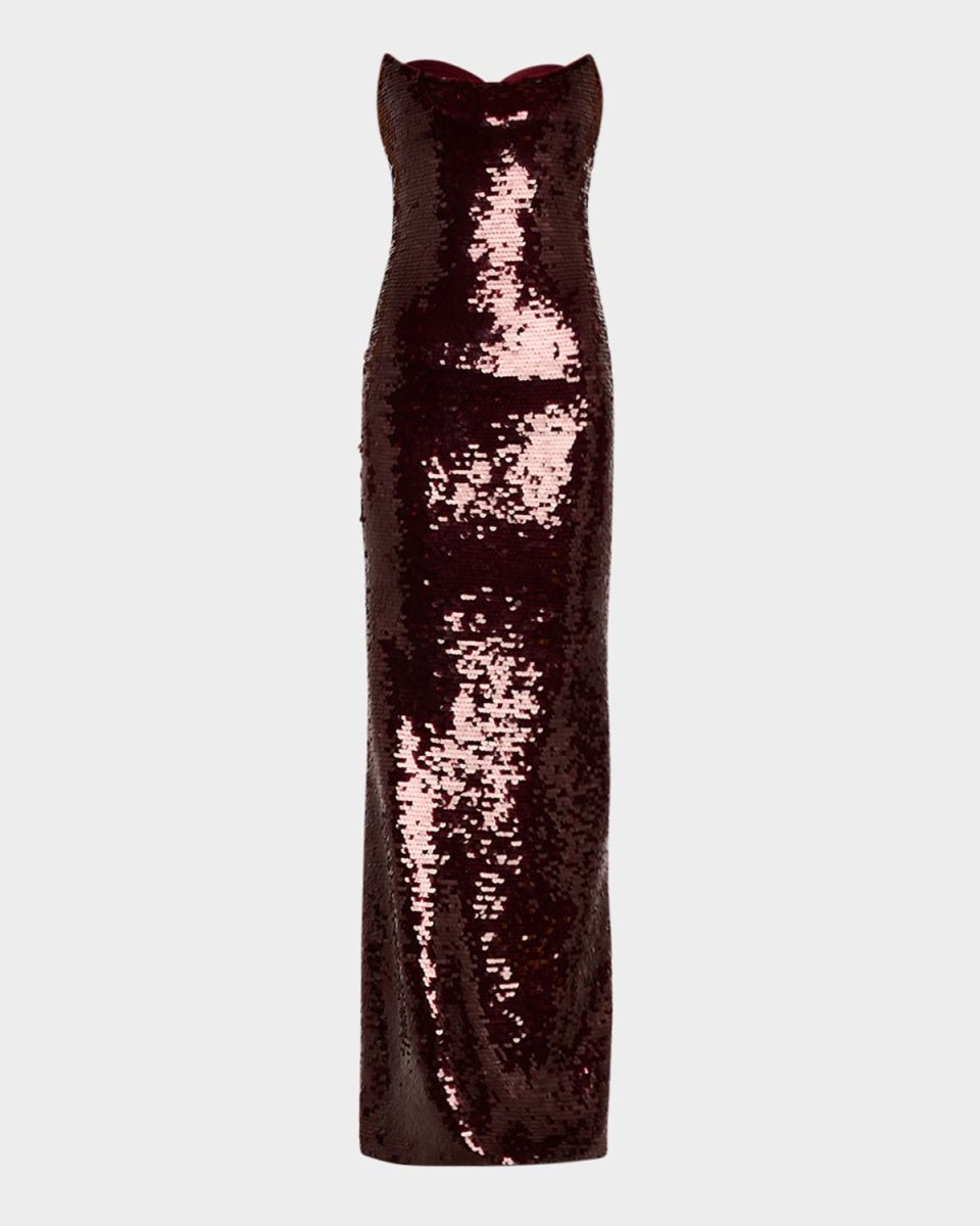 Sequined Strapless Column Gown